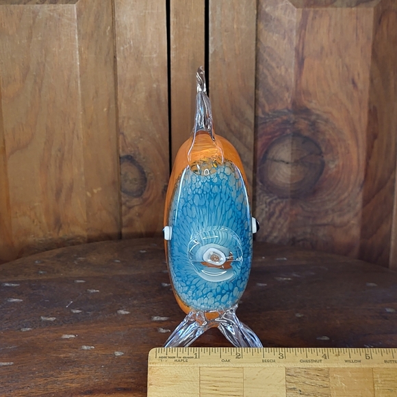 Glass Fish Figurine in Orange and Blue - Picture 8 of 14